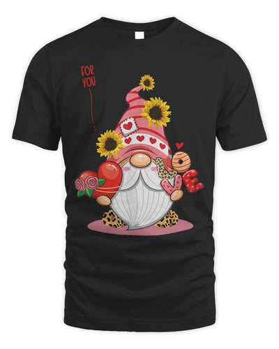 Couple Happy Valentines Day Gnomes with Leopard Sunflower