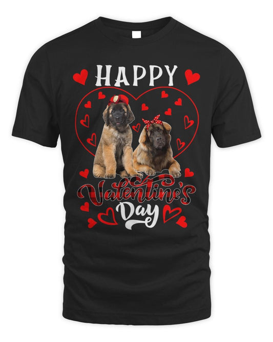 Happy Valentines Day Cute Hearts Shape Couple Leonbergers