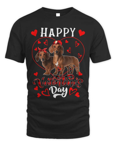 Happy Valentines Day Cute Hearts Shape Couple Dachshunds
