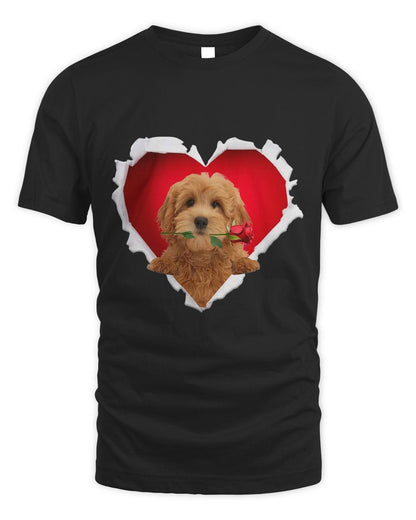 Goldendoodle Dog Rose Heart Valentines Day Couple Men Women