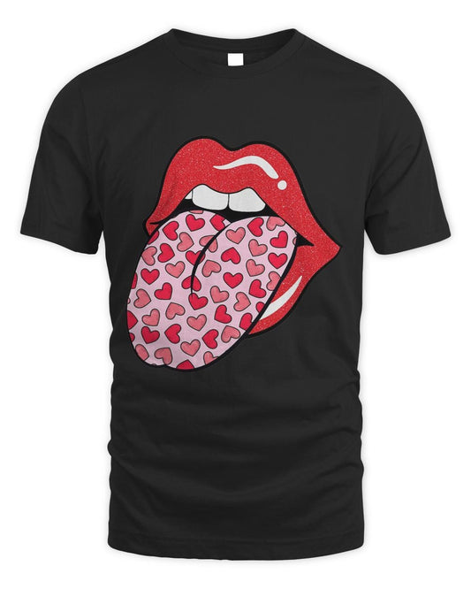 Cute Heart Lips Tongue Retro Valentines Day Matching Couple