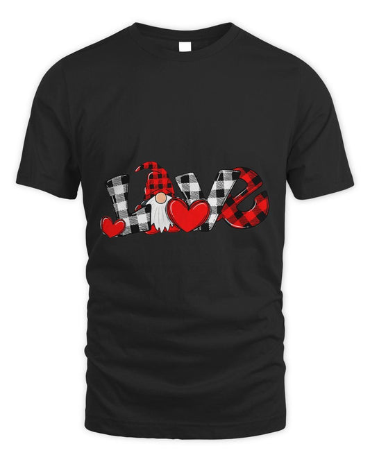 Cute Gnomes Valentines LOVE Leopard Plaid Couple Matching